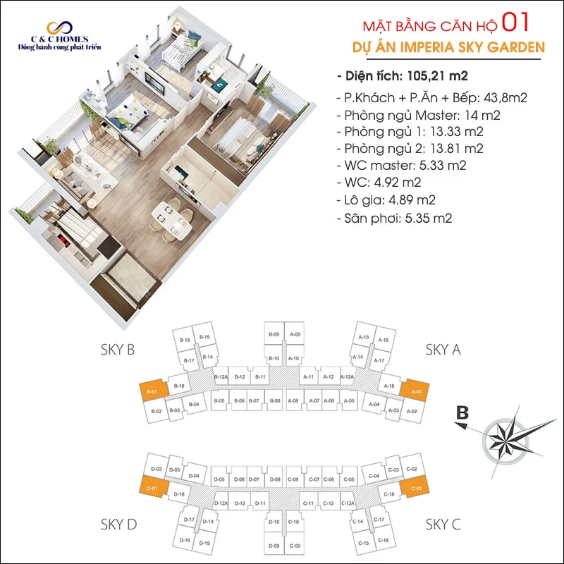 Mặt bằng căn 01 chung cư Imperia Sky Garden