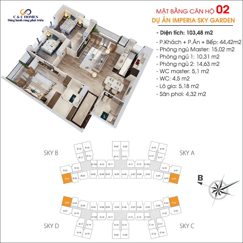 Mặt bằng căn 02 chung cư Imperia Sky Garden