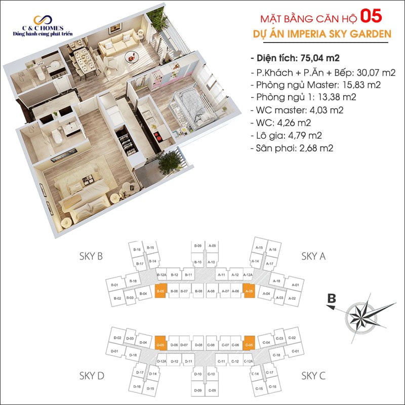 Mặt bằng căn 05 chung cư Imperia Sky Garden