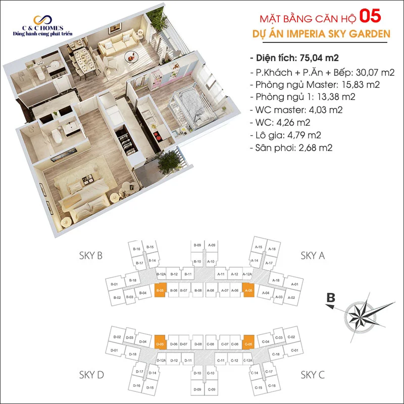 Mặt bằng căn 05 chung cư Imperia Sky Garden