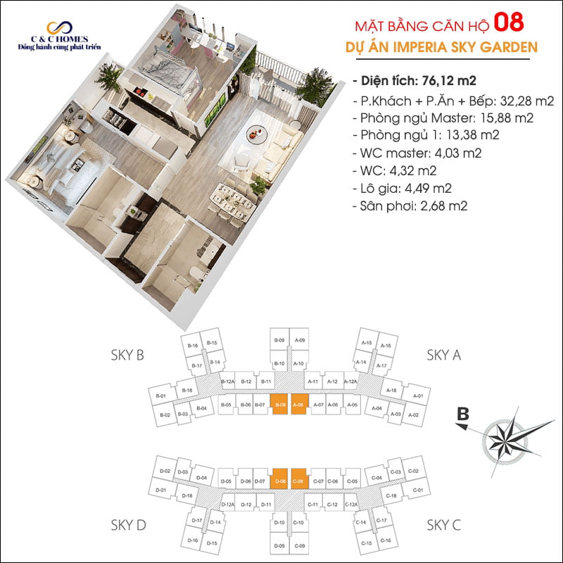 Mặt bằng căn 08 chung cư Imperia Sky Garden