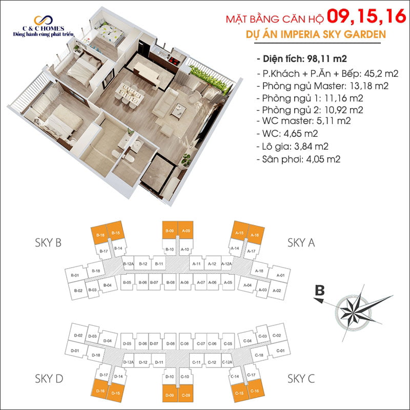 Mặt bằng căn 09 15 16 chung cư Imperia Sky Garden