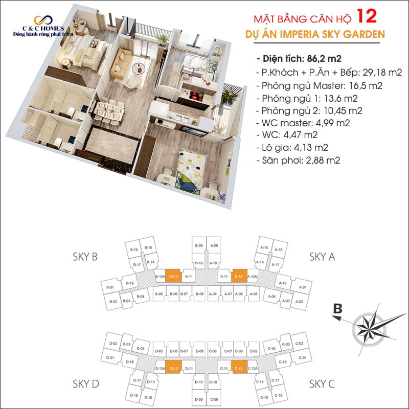 Mặt bằng căn 12 chung cư Imperia Sky Garden