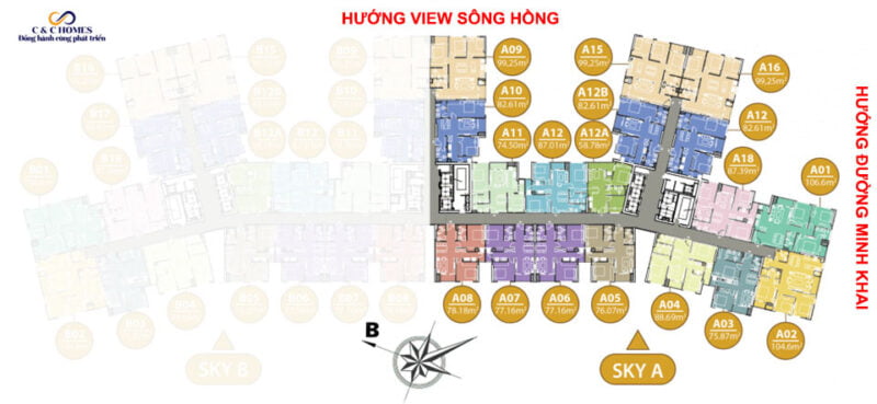 Mặt bằng tòa A Imperia Sky Garden 423 Minh Khai